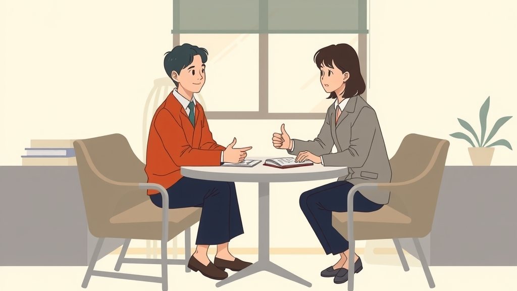 利害関係のない第三者と安心して話す従業員