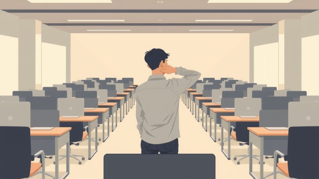 増え続ける机を前に立ち尽くす創業経営者