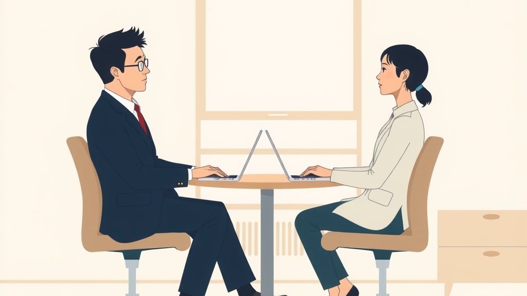 中間管理職と若手社員の落ち着いた対話