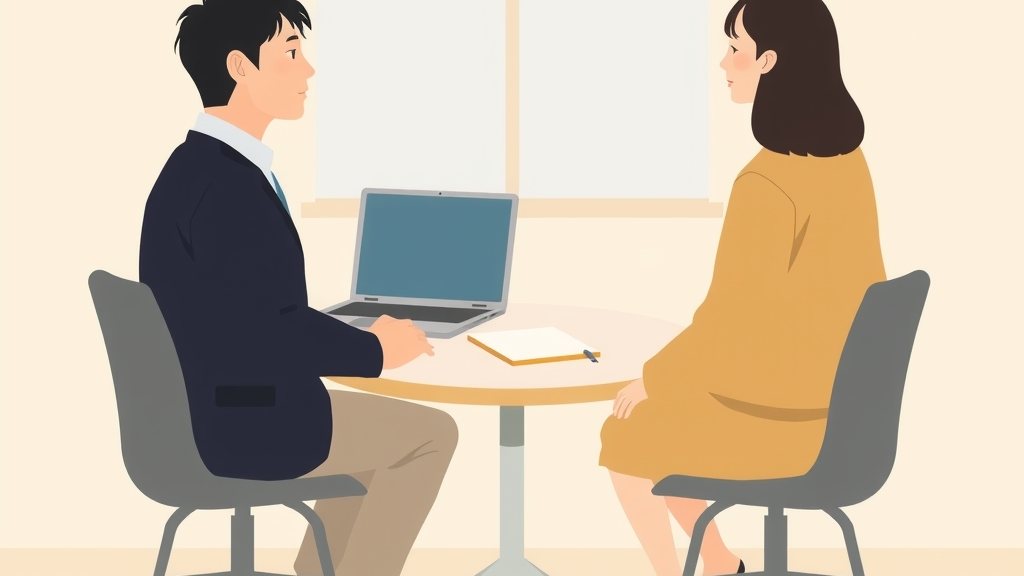 利害関係のない第三者と、落ち着いて話す従業員